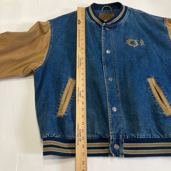 Vintage 90s Port Authority Denim Canvas Bomber Varsity Jacket Men's XL - Picture 11 of 11